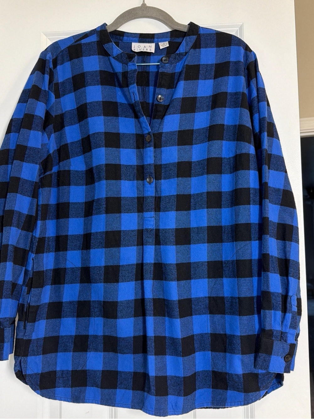 Joan Rivers Blue & Black Plaid Button-Front Shirt